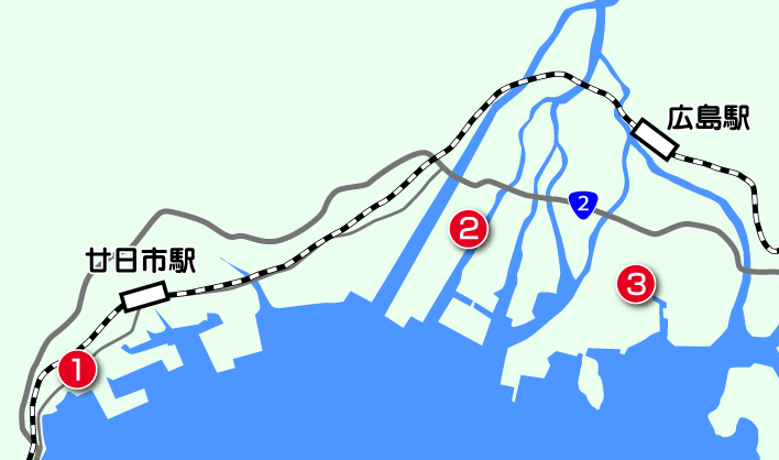 カーコンビニ倶楽部 広島エリア地図